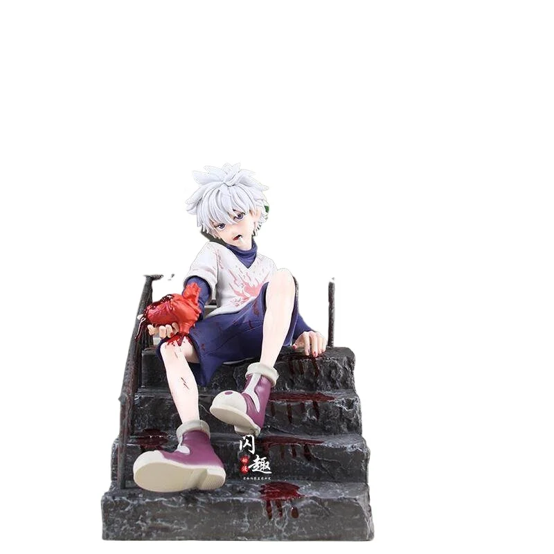 

Shanqu Killua Zoldyck Action Figure Hunter X Hunter Anime Battle Staircase Statue Desktop Ornament Collectible For Anime Lovers