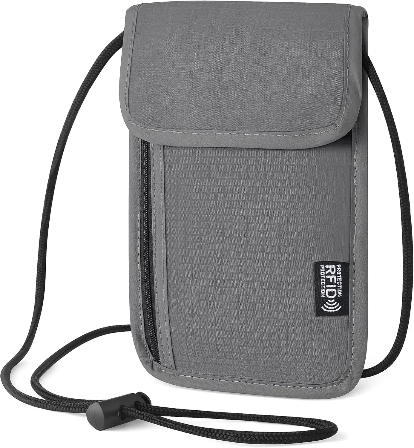 

5.5" x 7.9" RFID Blocking Travel Neck Wallet, Adjustable Strap for Passport Holder and Anti-Theft Pouch in Grey