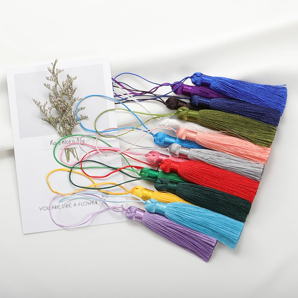10pcs Polyester Tassel Earrings Silk Brush Pendant Earring Charm Satin 8cm Tassel DIY Sewing Curtains Jewelry Making Findings