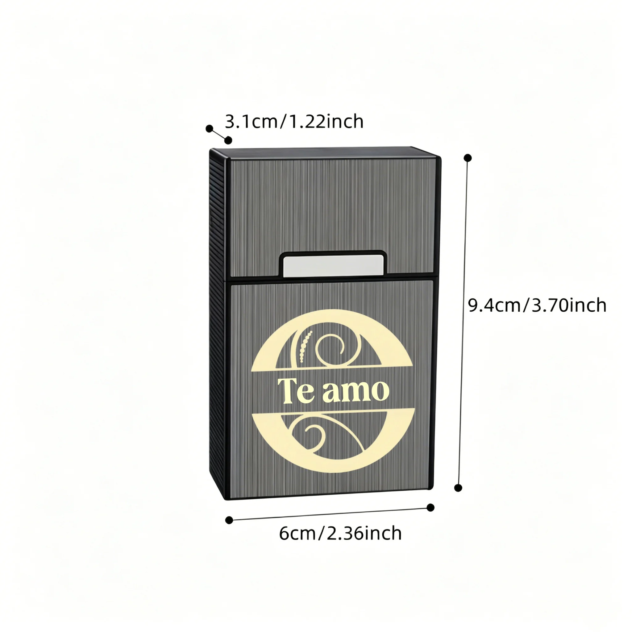 Customized Engraved Letter Name Faux Metal Texture Cigarette Box -Personalized , Fashionable BlackFinish, Durable