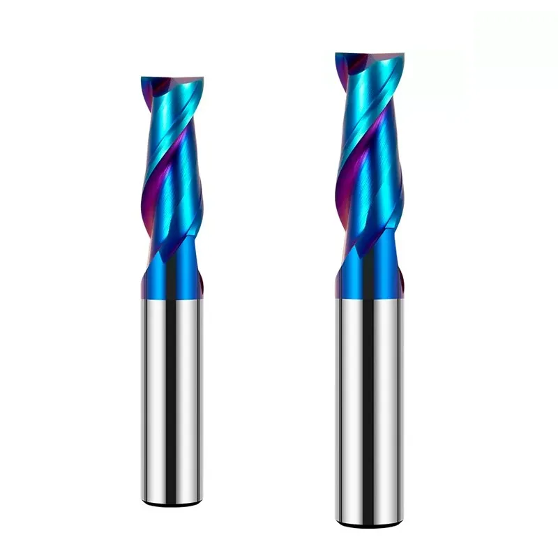 Shazam hrc70 2-Flöten Wolfram stahl Hartmetall blau Nano-Beschichtung Flach fräser CNC Edelstahl Spezial Schaft fräser We – Detail 1
