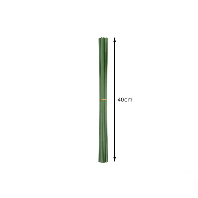 50pcs 15-40cm Artificial Green Flower Stem Sticks DIY Floral Material Handmade Wire Stem Accessories for Wedding Home Decoration