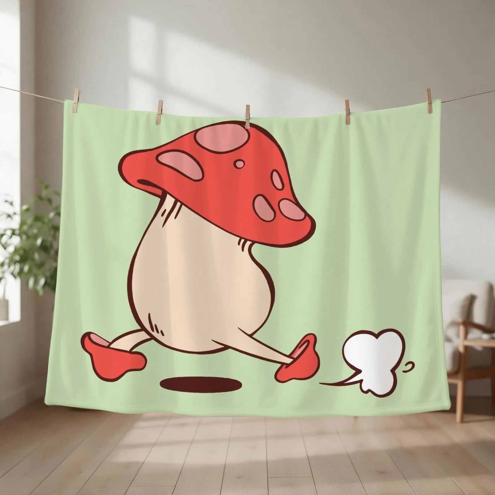 Running mushroom! Dungeon Meshi Dunmesh Throw Blanket couch cozy soft plush fuzzy picnic outdoor blanket