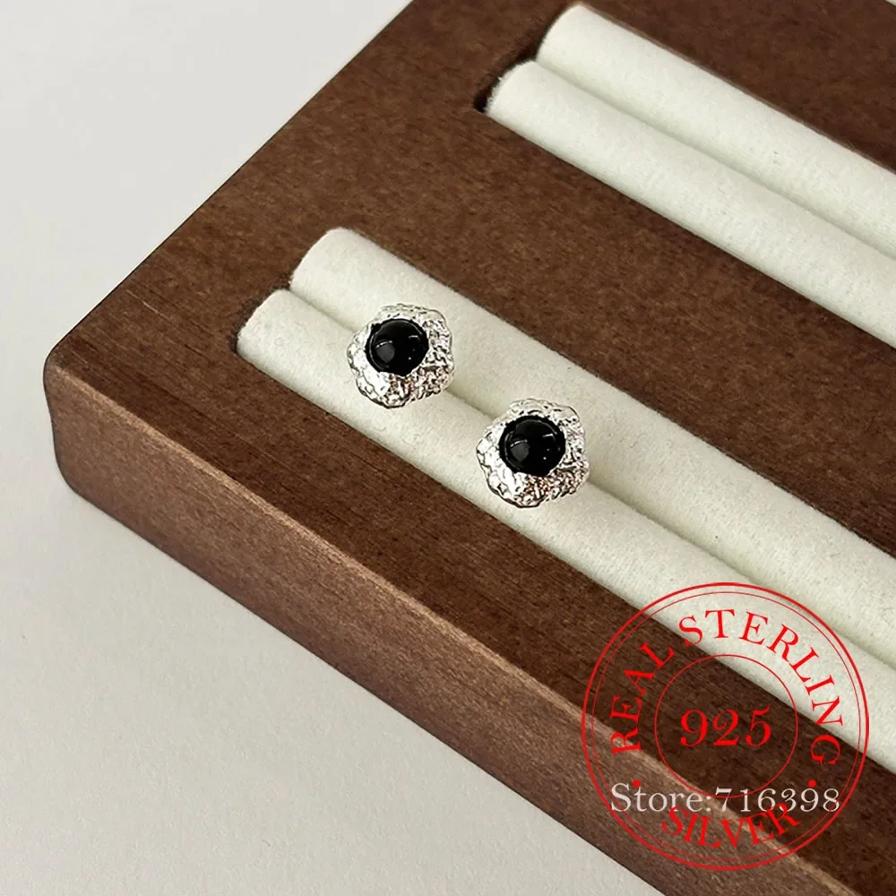 

Простые серьги-гвоздики из стерлингового серебра 925 пробы с черным ониксом для женщин, роскошные дизайнерские ювелирные изделия, бестселлеры с прямой доставкой