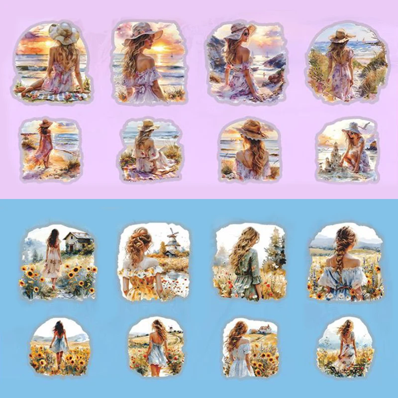 Mr. Paper 6 Style 10 Pcs/pack warm sun under the girl series character PET stickers for DIY handbook material decoration