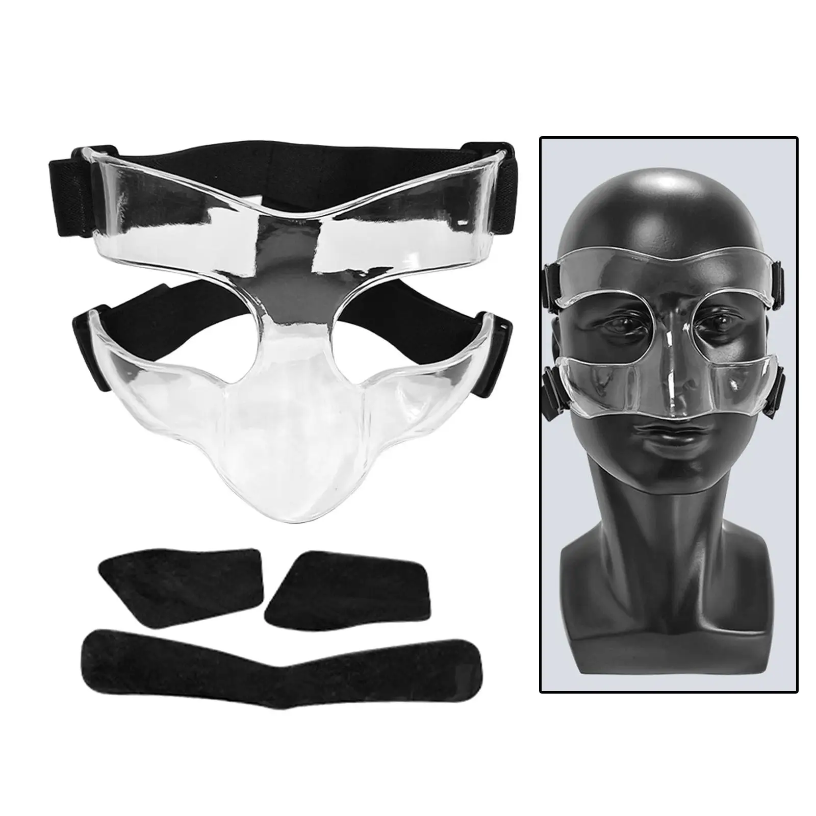 Basketball Mask with Padding Shatterproof Adults Kids Face Guard for Broken Nose for Boxing Workout Fitness Soccer Wrestling