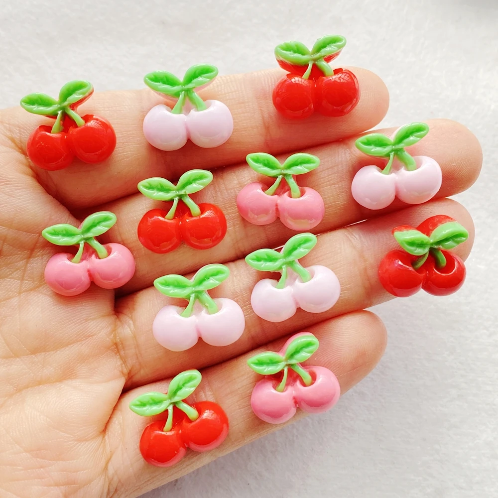 20 Stück gemischte Nagelkunst-Harz-Kirsch-Serie Charms Strass DIY Bastelbedarf für 3D-Nageldekorationen Schmuck