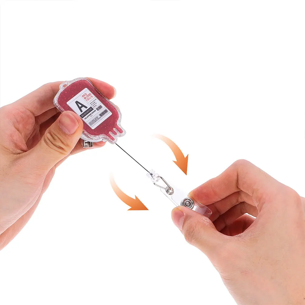 4Pcs Design Retractable Badge Reel for Nurses Doctors Staff Acrylic Metal Construction Glitter Cute Nursing