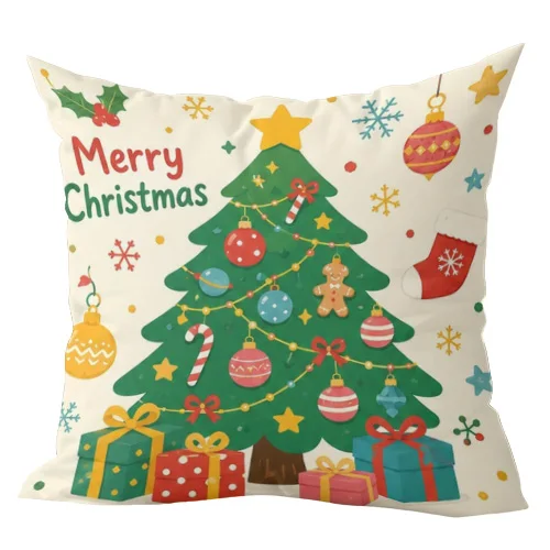 1pcs Christmas Throw Pillow Covers Cute Xmas Tree Santa Snowman Reindeer Holiday Decorative Cushion Cases for Home Sofa Bed