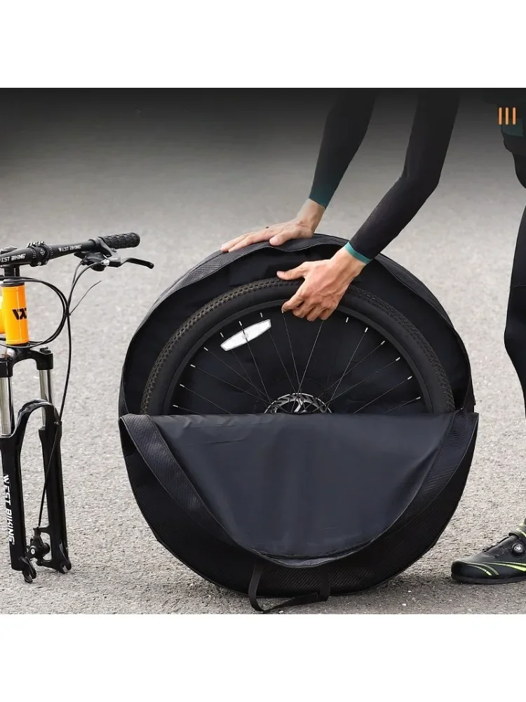 AliExpress jooyoo 1PC Bicycle Bags Tire Pack Bag Nylon 420D Waterproof Glossy Silk Airplane Carry 27 Inch Individual Wheel Bag Bicycle Accessories