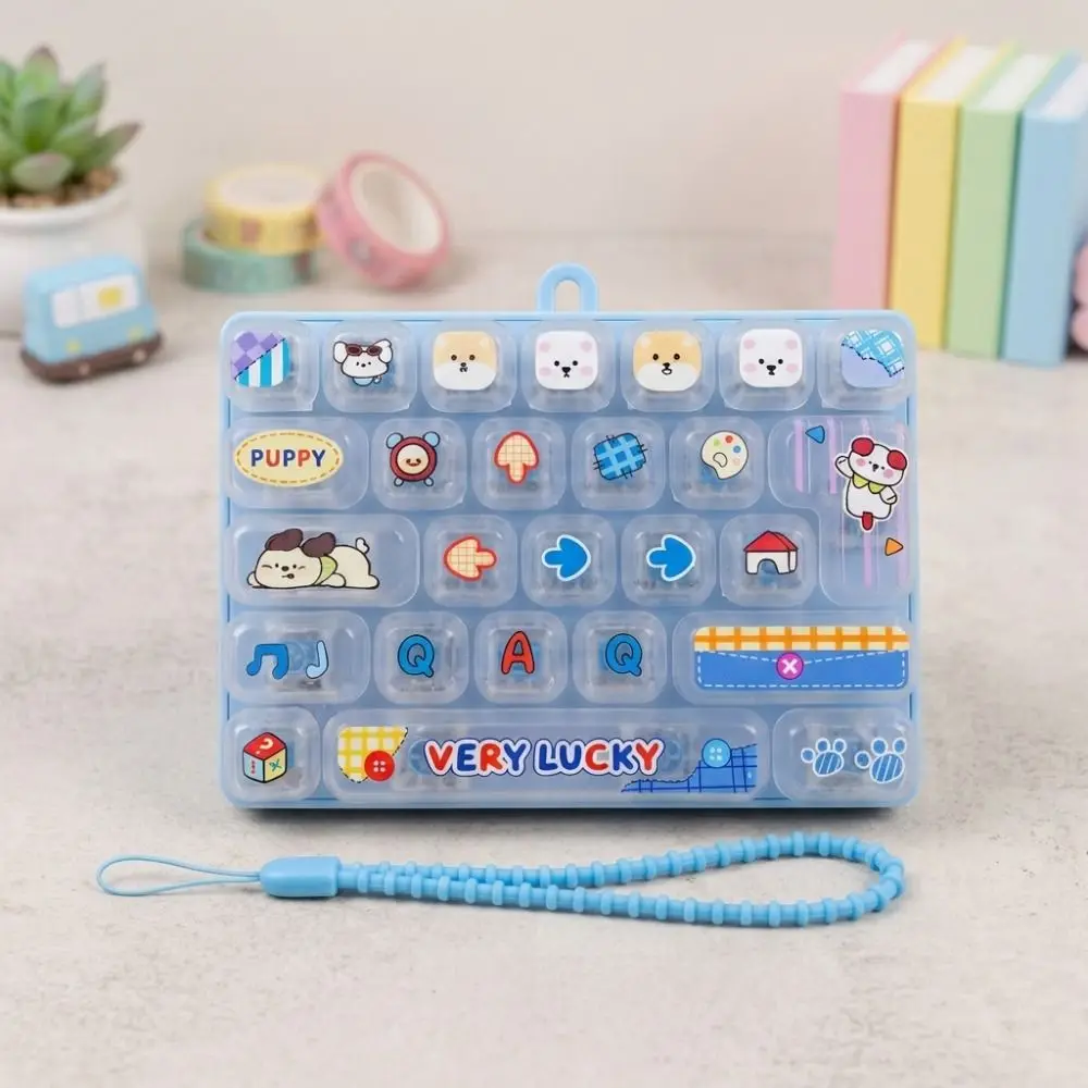 Animal Theme 26 Keys Keyboard Keychain Pressable Keys Plastic Mechanical Keyboard Transparency Cartoon