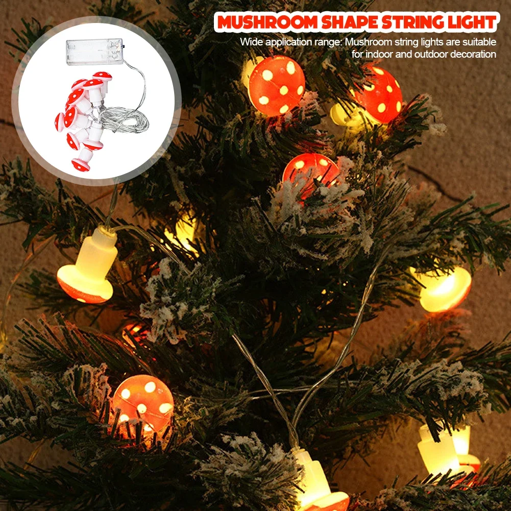 Christmas Mushroom Shape LED Light String USB/Battery Power Fairy Lights Holiday Garland for Festival Indoor Outdoor Decor