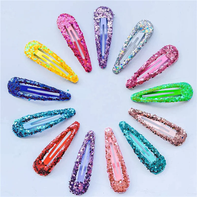 20Pcs/Lot Bling Hairpin Princess Children Hair Accessories Cute Sequin Thick Powder Sprinkled Hairclip Party Decoration Headwear