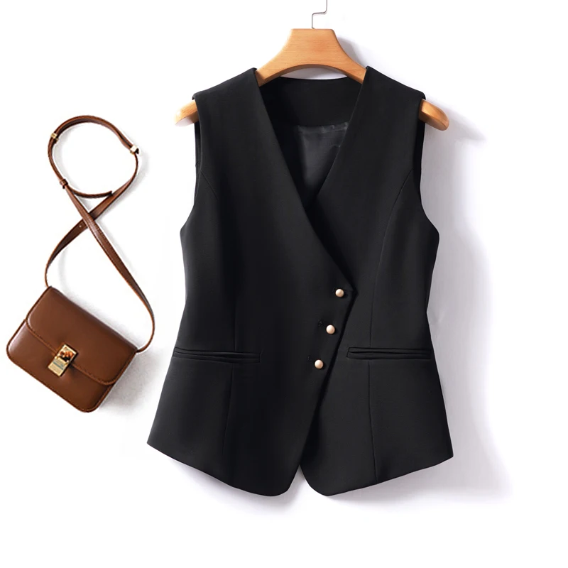 

Womens Short V Neck Vest Slim Fitting Waistcoat For Layering With Jackets In Spring And Autumn