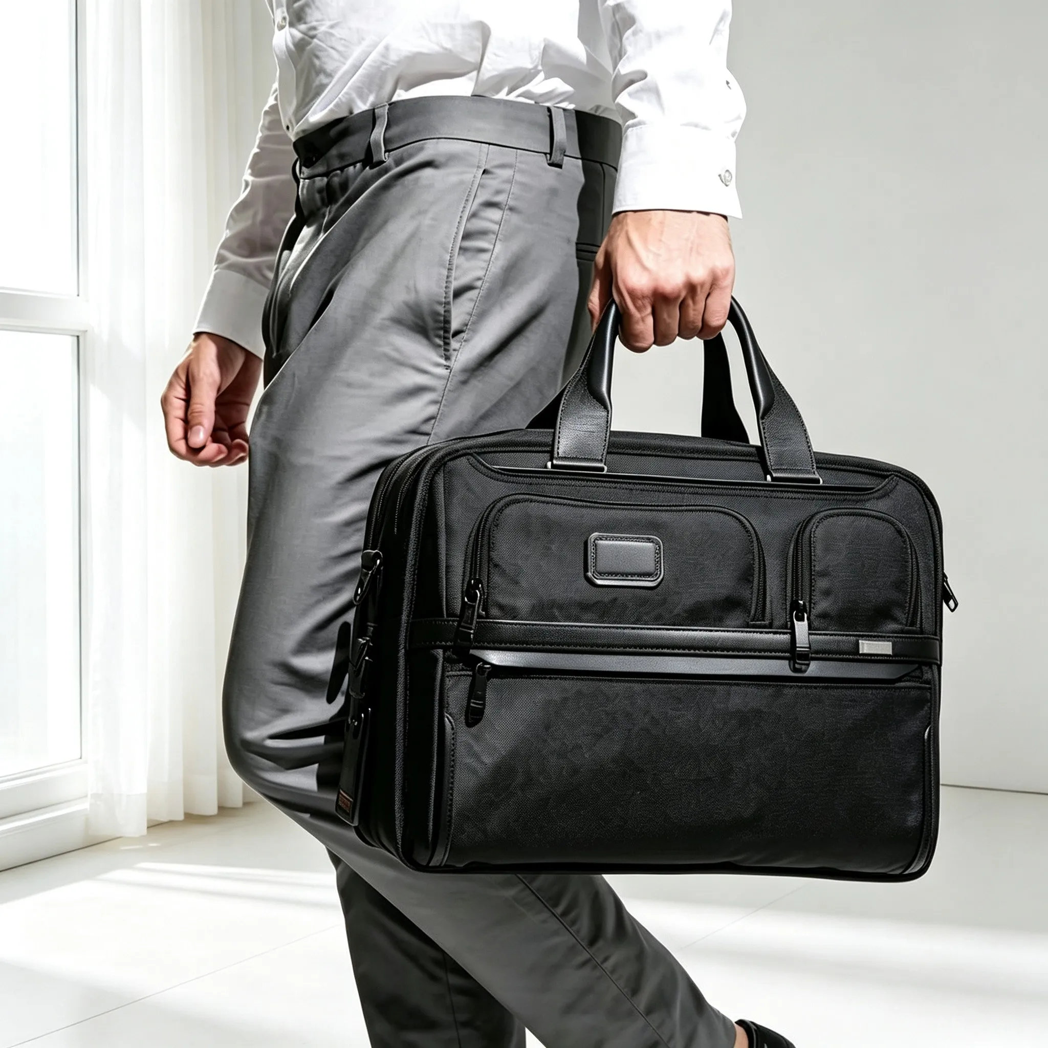 Men’s Classic Fashion Business Briefcase, Top‑Handle Shoulder Large Capacity Laptop Carrying Bag