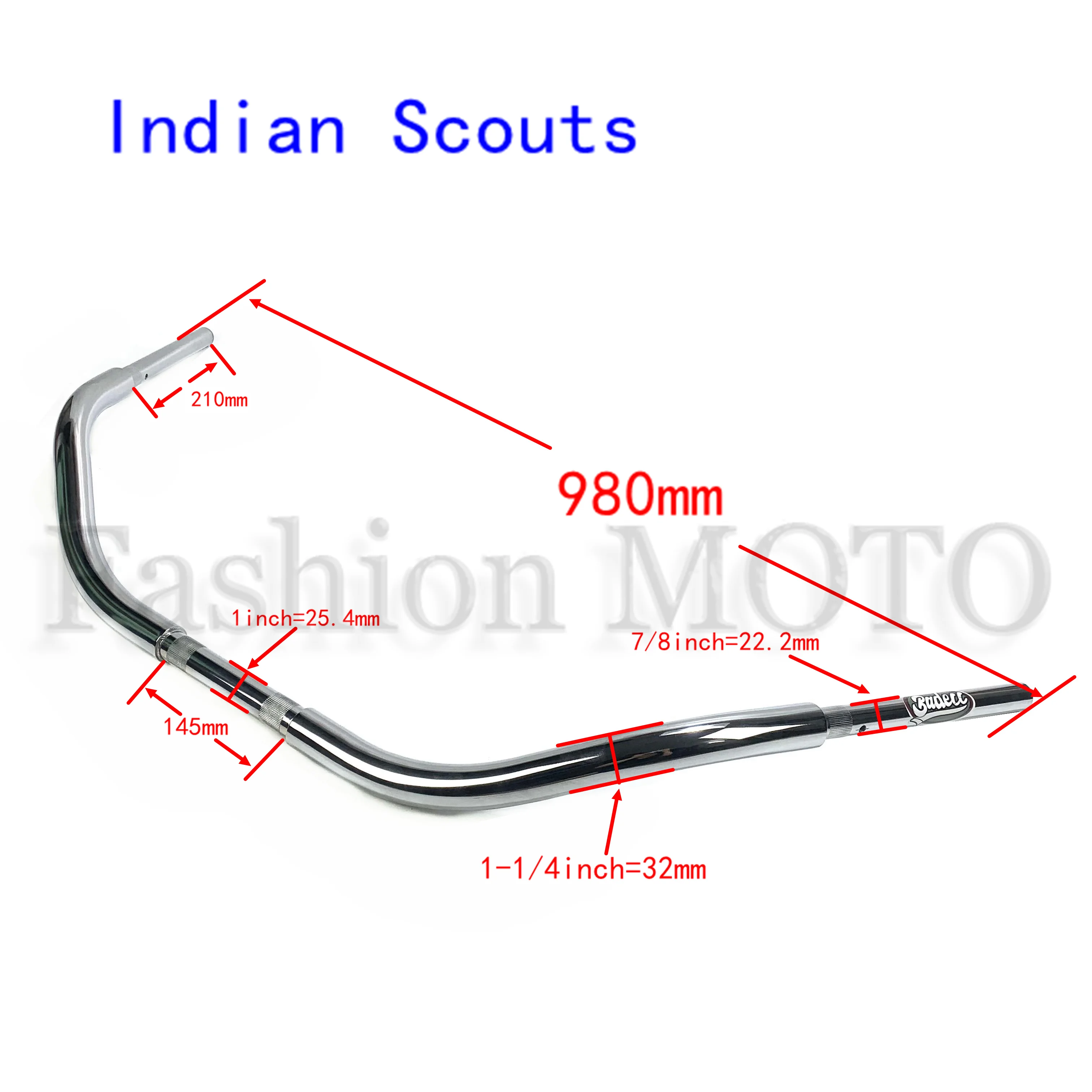 Motorcycle 1-1/4 inch Beach handlebar for Indian Scouts Hussar Bobber Custom handlebar Steering Wheel