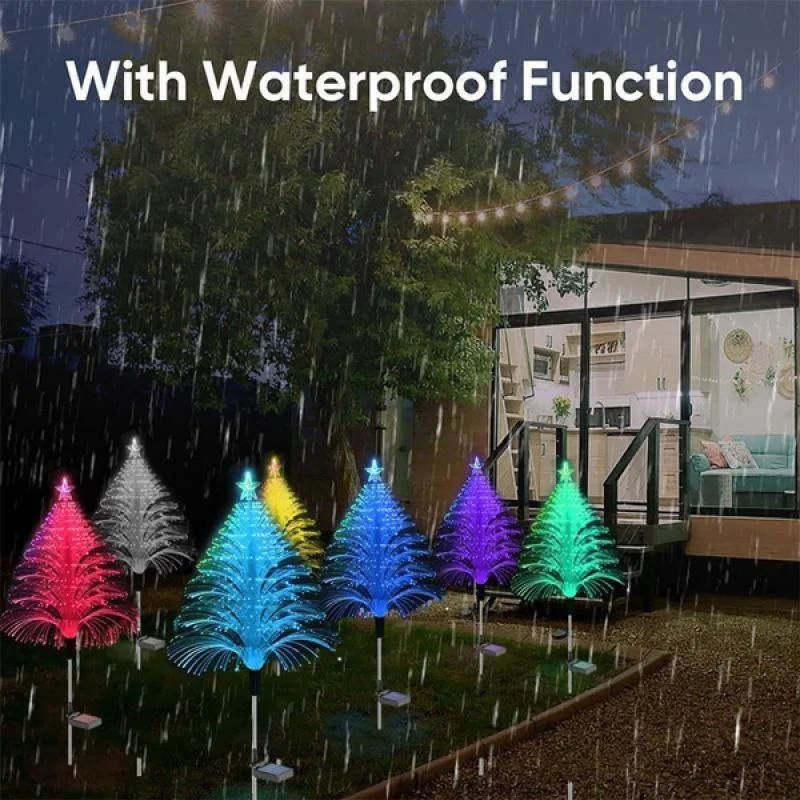 Solar Christmas Tree Lights Outdoor Decoration 7 Color Changing Outdoor Waterproof Outside Lights for Yard Pathway Decor