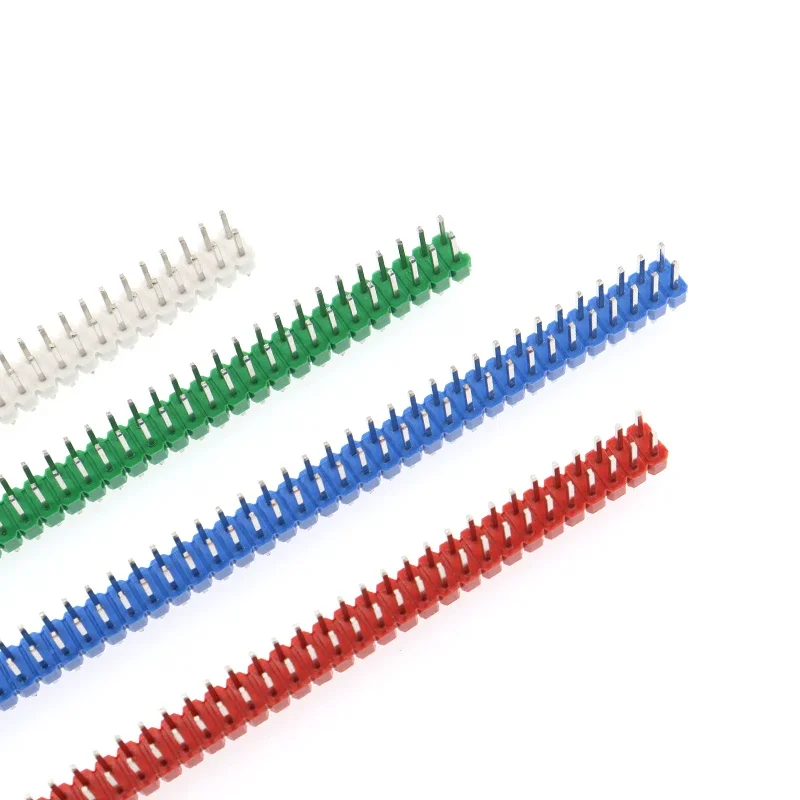 100 Uds 2,54mm 2X40Pin cabezal de Pin macho recto/Pin doblado para Arduino Pin de cobre/Pin chapado en oro/Pin de hierro de 8,5-21mm de longitud