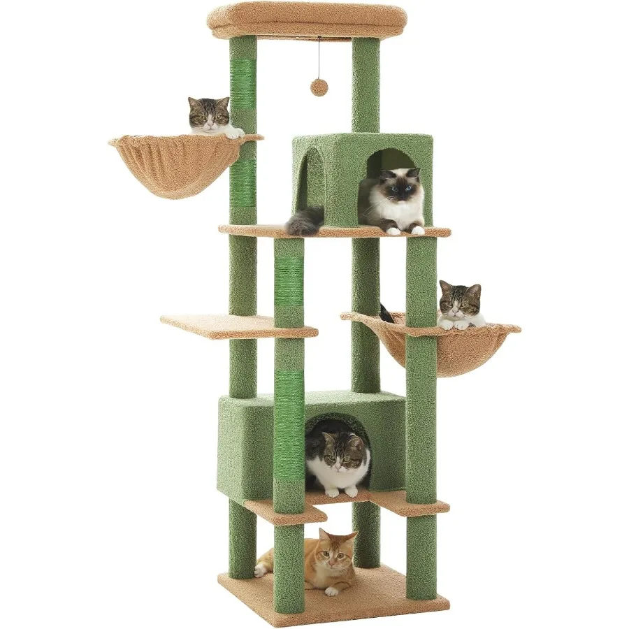 

66 Cactus Cat Tree for Indoor Cats Large Adult Cat Tower with Sisal-Covered Scratching Post Super Large Metal Hammock[20''X12''