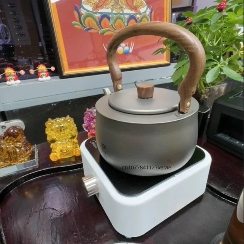 Pure Titanium Outdoor Tea Set Portable Tea Kettle Maker With Stove Water Boiling Equipment For Travel Camping Household Use