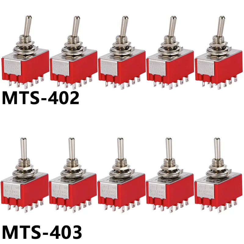 1 PCS,12Pin,Toggle Switches,Red,2/3 Position,ON-ON DPDT Mini Toggle Switches,6A/125V-2A/250V AC,MTS-402,Push Button Switch