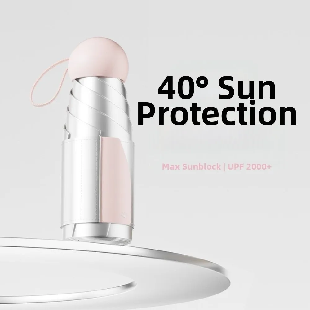 

Зонт от солнца и дождя с УФ-защитой, титаново-серебристый, портативный, складной, легкий, в форме капсулы