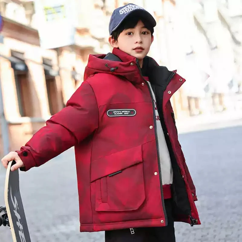 

OLEKID 2025 зимний пуховик для мальчиков с капюшоном, толстая теплая куртка для мальчиков-подростков, пальто, детская парка для детей 5-12 лет, верхняя одежда для мальчиков