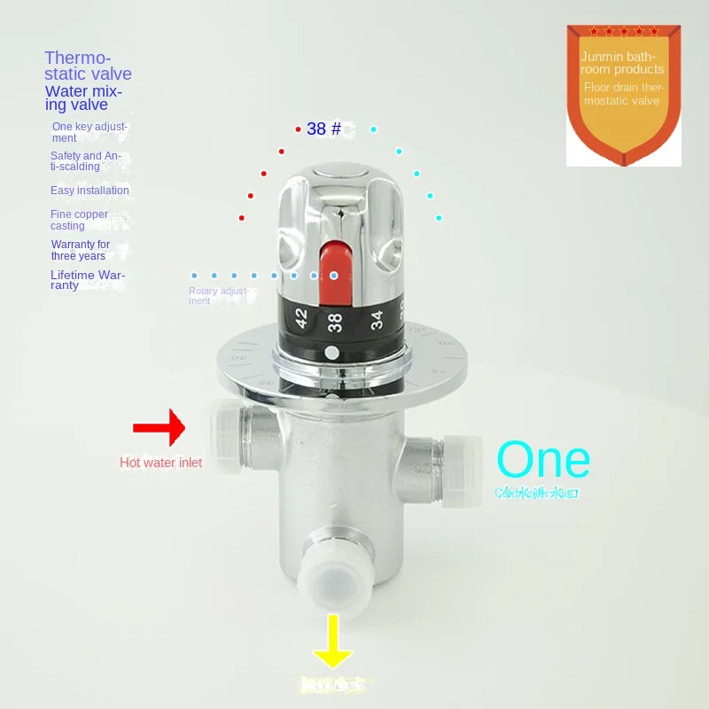 Copper 4 points DN15 concealed thermostatic valve faucet solar water heater mixing valve