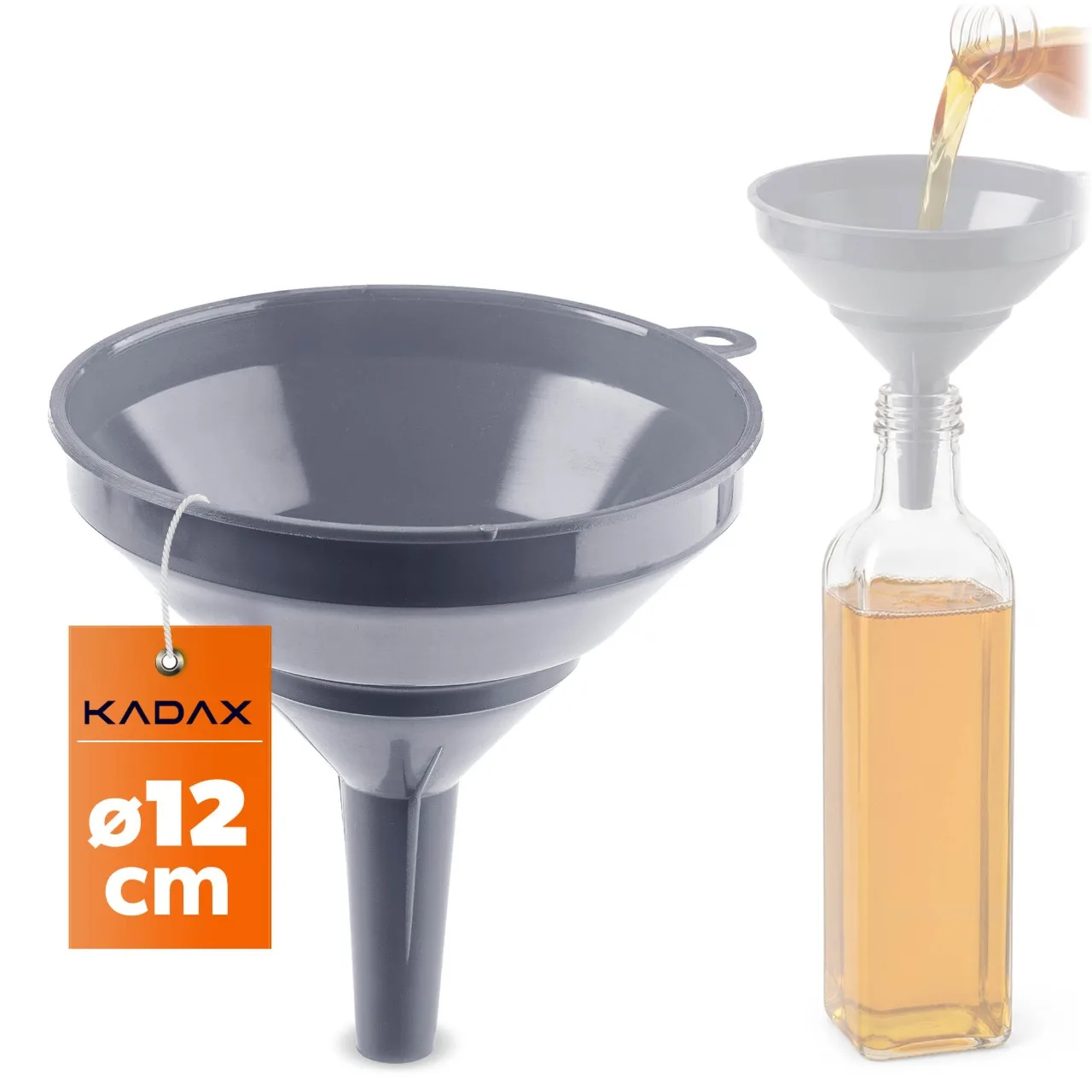 KADAX Praktische keukentrechter, plastic flessentrechter, grijs 12cm mover, 1 stuk