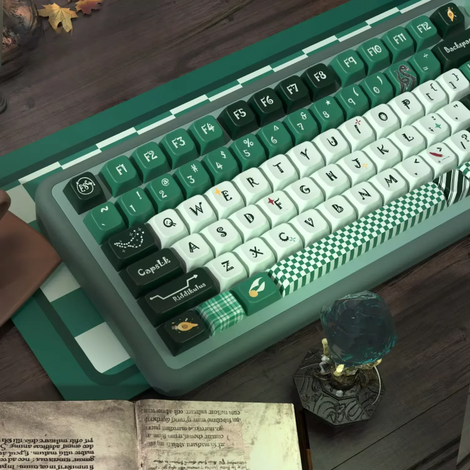 MDA Keycaps PBT Slytherin Customized Heat-Sublimation Small Set Large Set for 60/80/87/98/104/108 Mechanical Keyboards