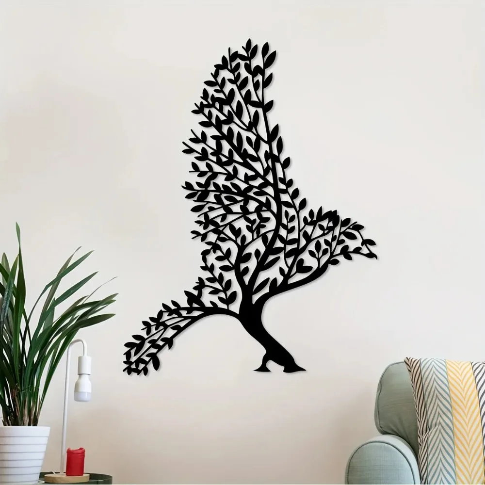 Wandmontierte Vogelskulptur aus Metall, Kunst, kreative Zweigdekoration für Wohnzimmer, Schlafzimmer, Garten im Freien