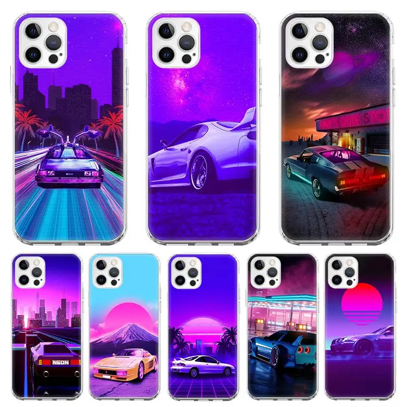 Car Vaporwave Back Soft Silicone Phone Case For Apple iPhone 11 14 15 16 Pro 12 13 Mini XR X XS Max 7 Plus 8 + Fundas Cover 11 1