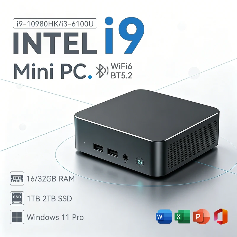 2026 Mini PC Intel Core I9 10980HK I3 6100U Windows 11 Gaming Computer Desktop PC RAM 16GB SSD 1TB WiFi6 BT5.2 Portable Gamer PC