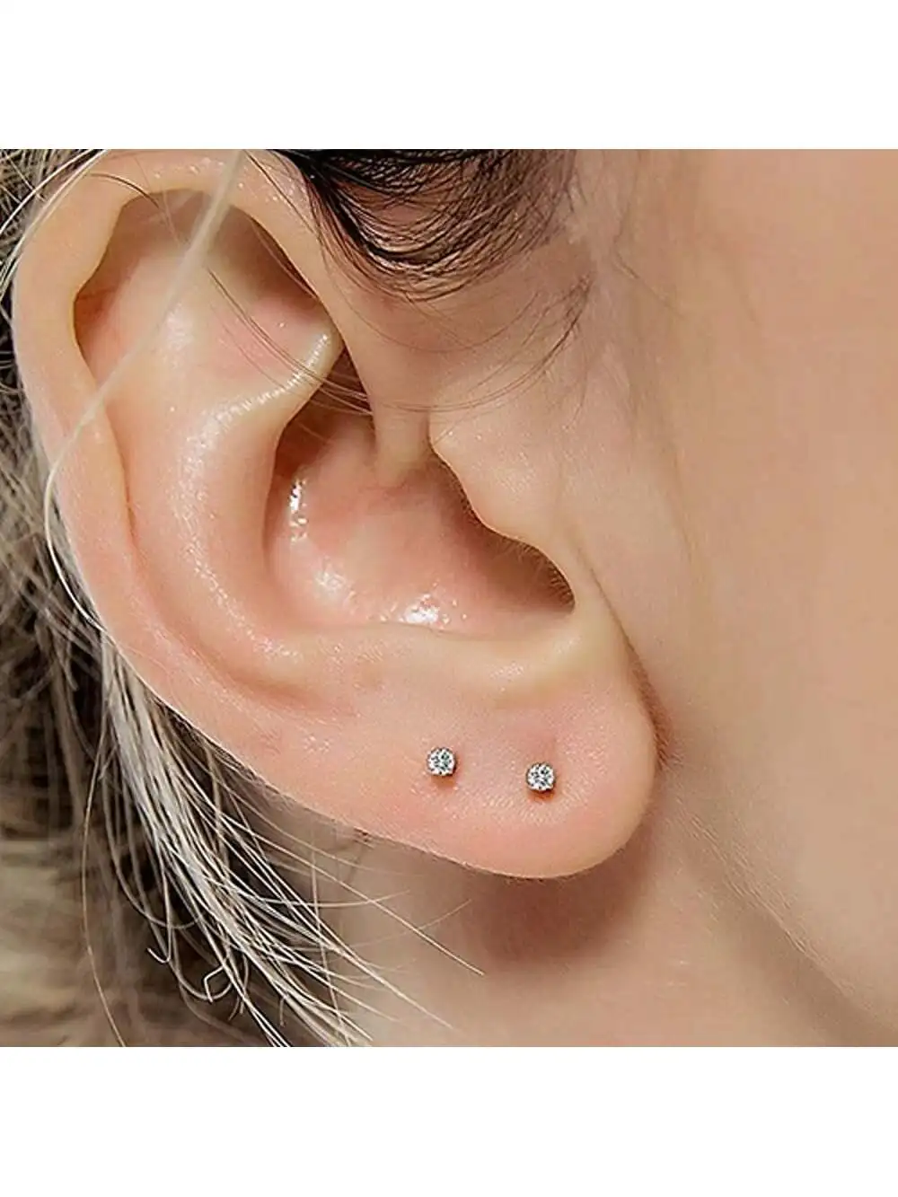 10 Pair Tiny Gold Flat Back Stud Earrings Set