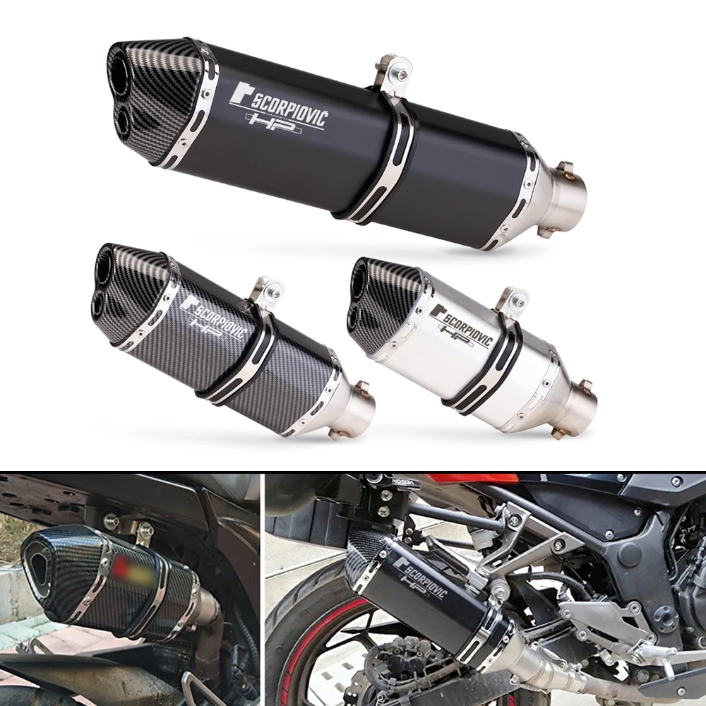 

Universal 51mm Escape Moto Tube Motorcycle Exhaust Muffler For Ninja400 Z400 Z900 R3 R6 R25 MT07 MT09 ZX6R CBR650 Pcx160 TNT300