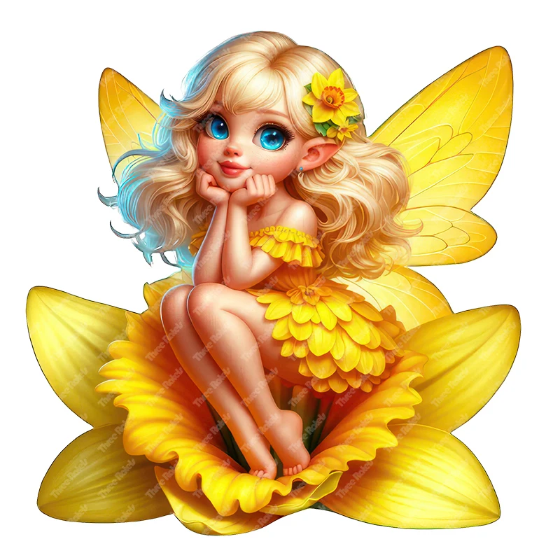 Three Ratels QA50 Beautiful Flower Elf Cartoon Stickers for Home Decoration Wall Stickers Toilet Stickers Car decals