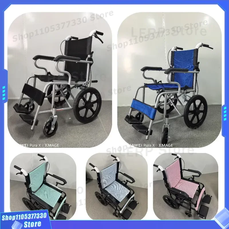 Lightweight Folding Manual Wheelchair for Elderly Hospital Use Reclining Seat Portable Travel Aid with Footrest Comfortable