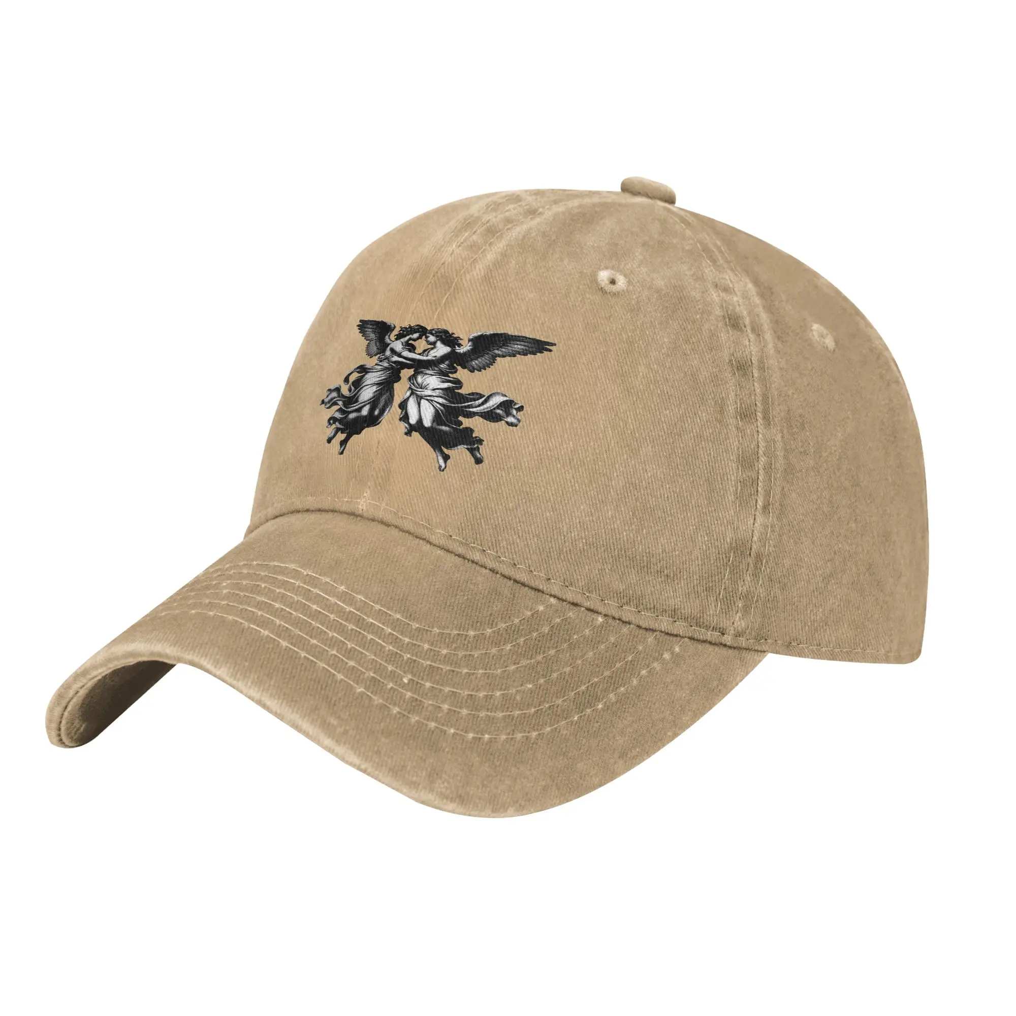 Pure Color Dad Hats Two Embracing Angels Vintage Engraving Black White Art Women's Hat Sun Visor Baseball Caps  Peaked Cap
