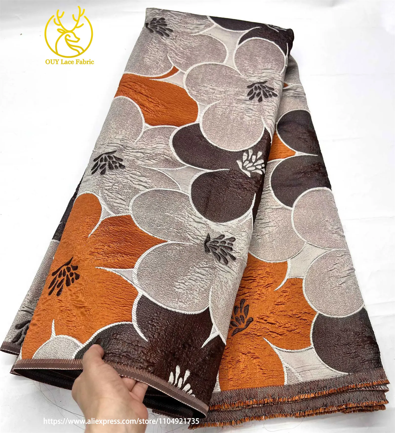 Tela de Encaje Jacquard Africano, Venta Caliente 2026, 5 Yardas, Alta Calidad, Moda Francesa, Tela de Costura para Ropa de Fiesta Nigeriana para Damas