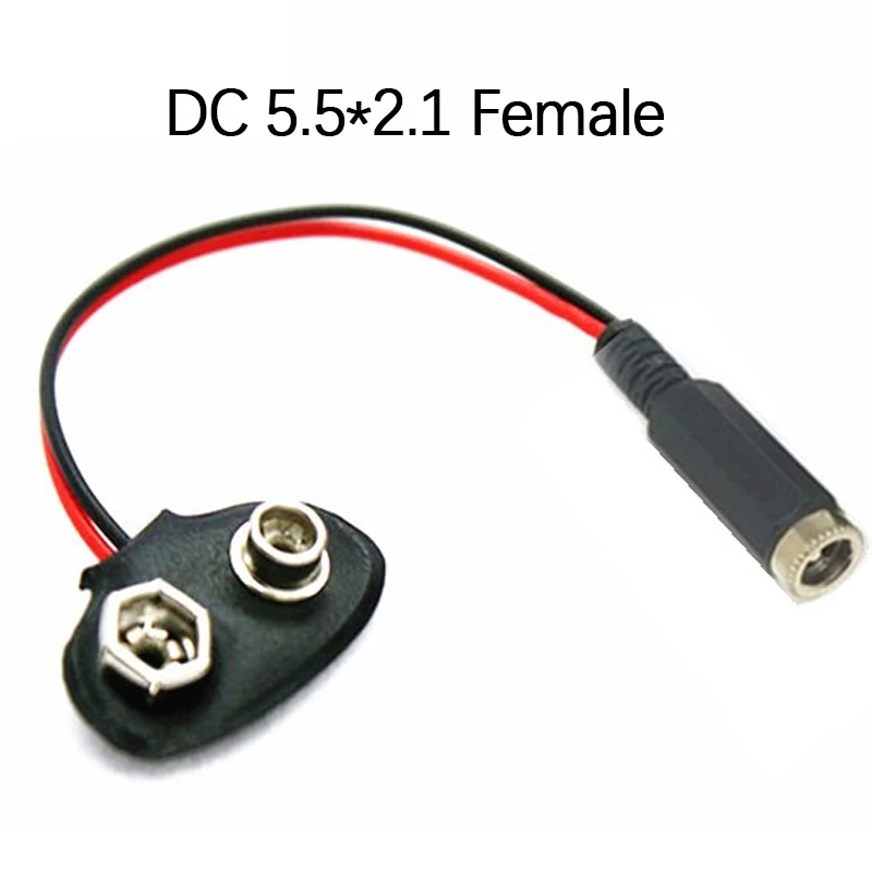 1pc 9V Battery Snaps Connector Versatile 9V Battery Holder I/T Type Soft/Hard Shell Alligator Clip DC 5521 Male/Female Adapter