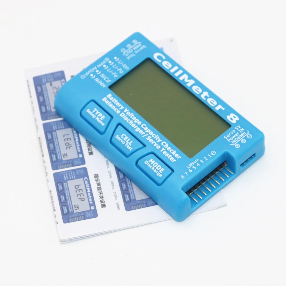 High Quality AOKda CellMeter-8 1-8S Battery Capacity Voltage Checker Meter LiPo Li-lon NiMH CellMeter 8 Wholesale