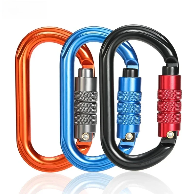 25 kN Auto‑Lock O‑Shape Carabiner, Aviation Aluminum, Professional Outdoor Rock Climbing & Mountaineering Safety Hook Equipment