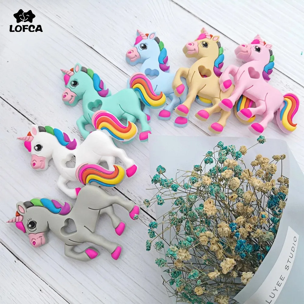 Food Grade Silicone Teethers DIY Animal Unicorn Infant Baby Silicone Chew Charms Cartoon Kids Teething Gift Toddler Toys Pendant