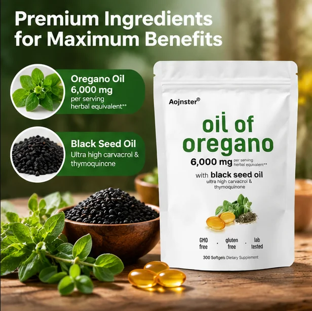 6000mg Oil of Oregano Combined with Black Seed Oil Softgels, Lab Tested, GMO & Gluten Free Herbal Nutritional Supplement
