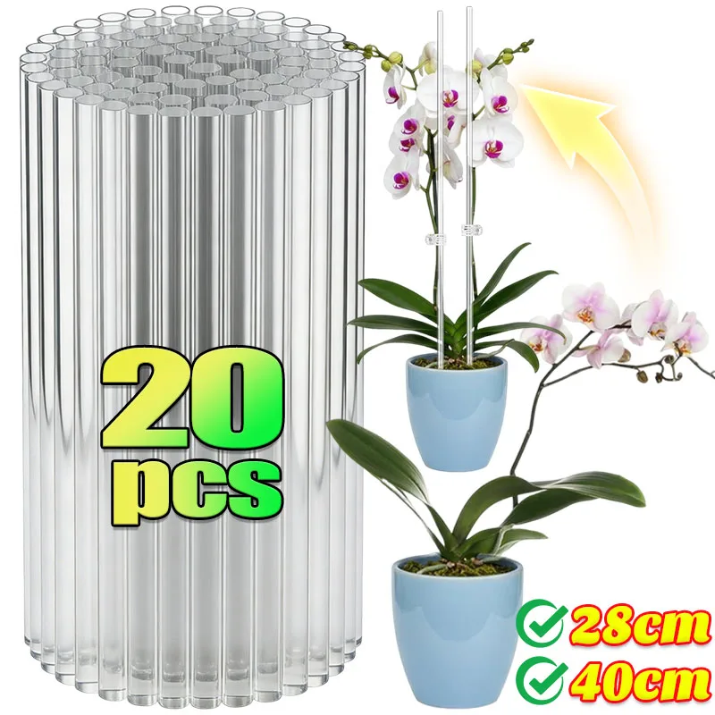 

Acrylic Plant Support Stakes Clear Flower Rods Garden Sticks Single Stem Orchid Tomato Vine Support Reusable Plant Support Pole