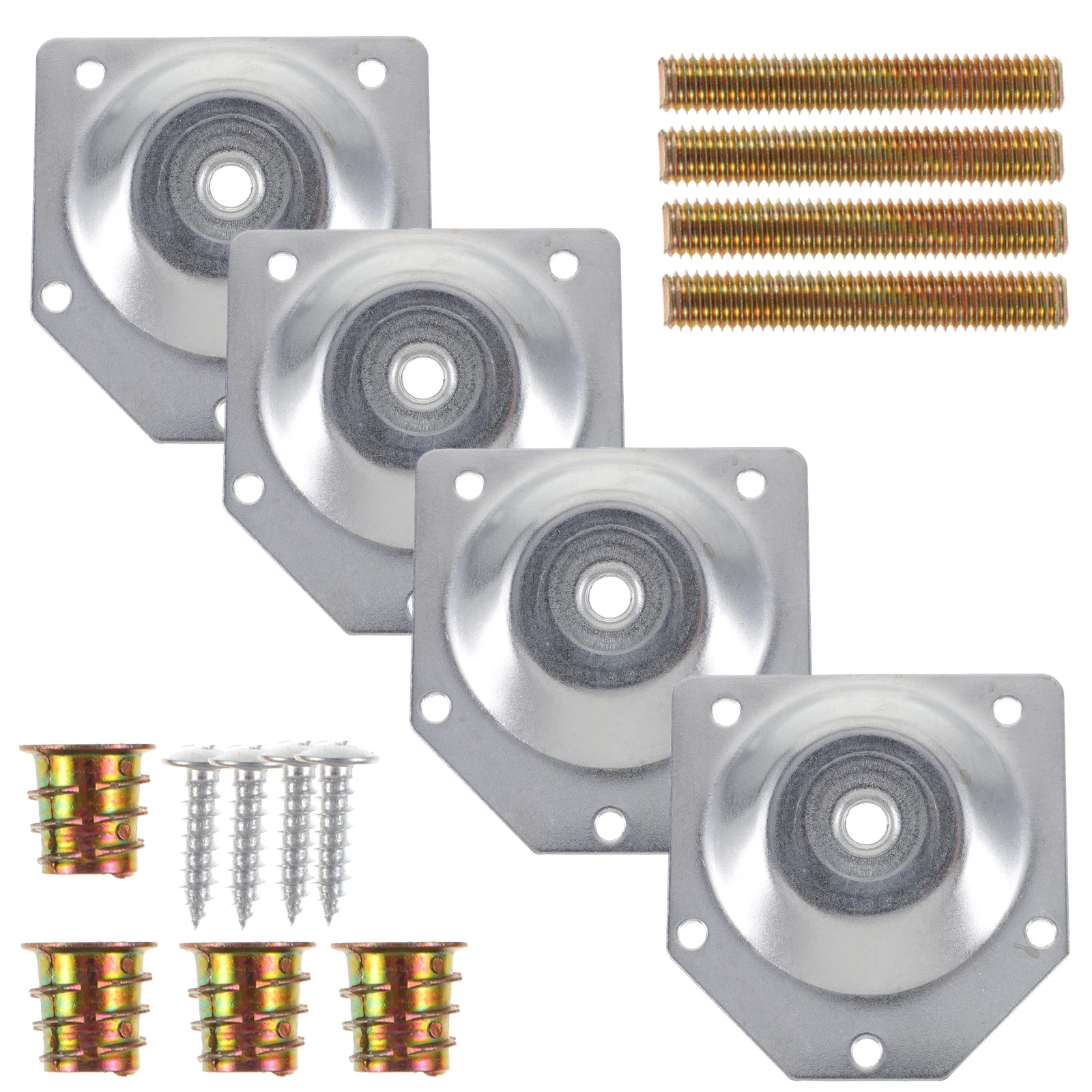 Support de plaque de fixation de pieds coudés, 4 pièces, pieds de Table de meubles, vis de réglage pour connexion de pieds en bois massif (argent)