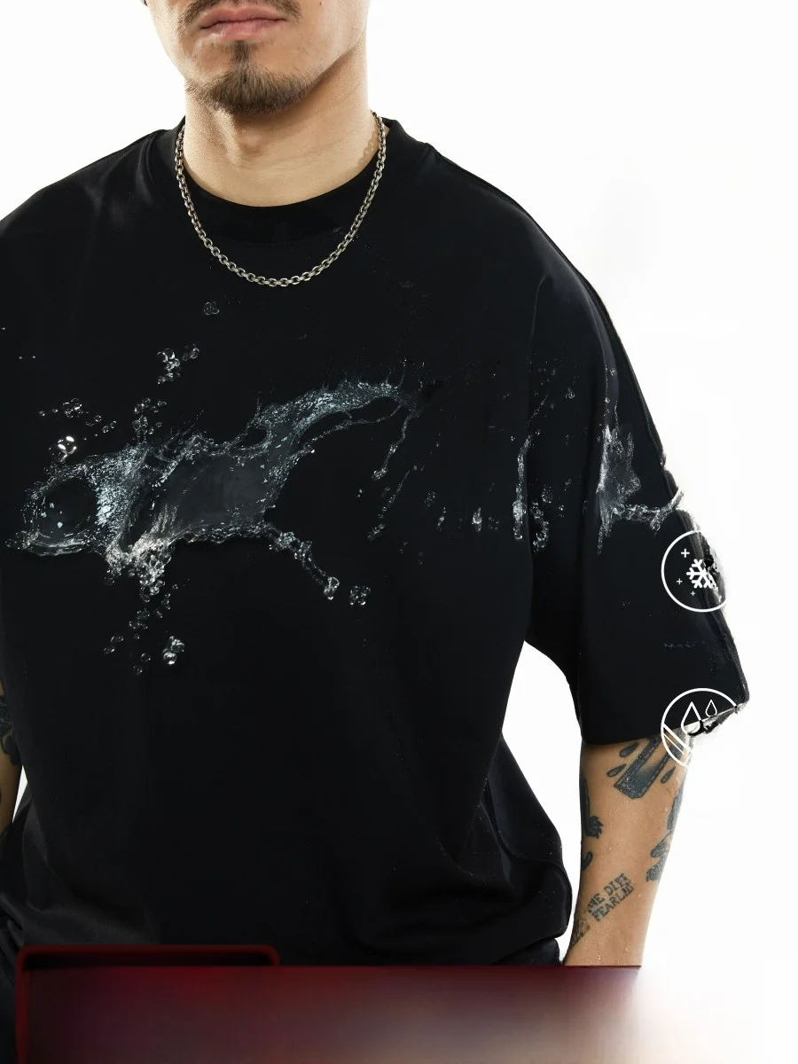 

ATTS 24SS Double-Sided SUPIMA Cotton Waterproof Stain-Resistant oulder-Connected Qui-Drng Loose round Ne ort-...