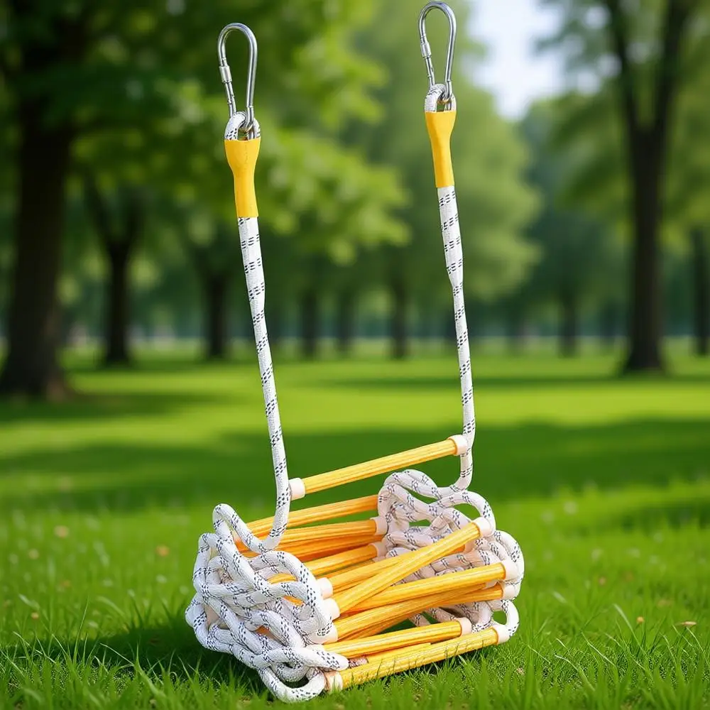 

Портативный страховочный удлинитель для лестниц с крюками, подходит для 3-7 этажей, многоразовый и портативный