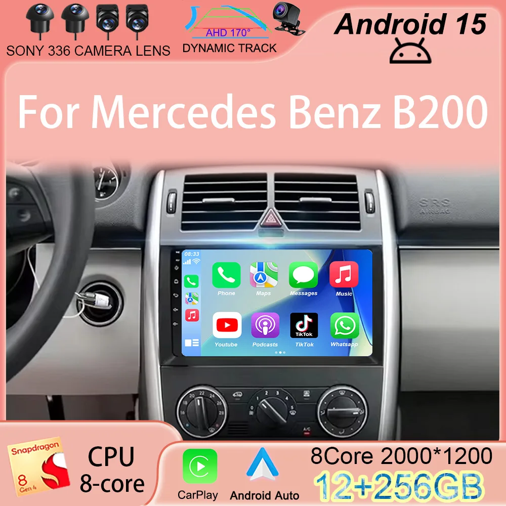 

Video Player 9'' Android 15 For Mercedes Benz B200 Sprinter W906 W639 AB Class W169 W245 Viano Vito Car Radio Multimedia GPS DVD