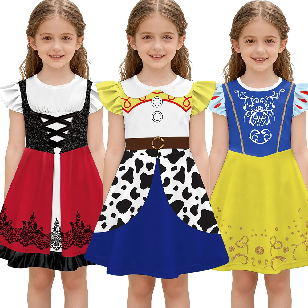 

Girls Princess Dress Snow White Cosplay Costume Halloween Carnival Themed Party Stage Performance Clothes Jessie Fancy Dress